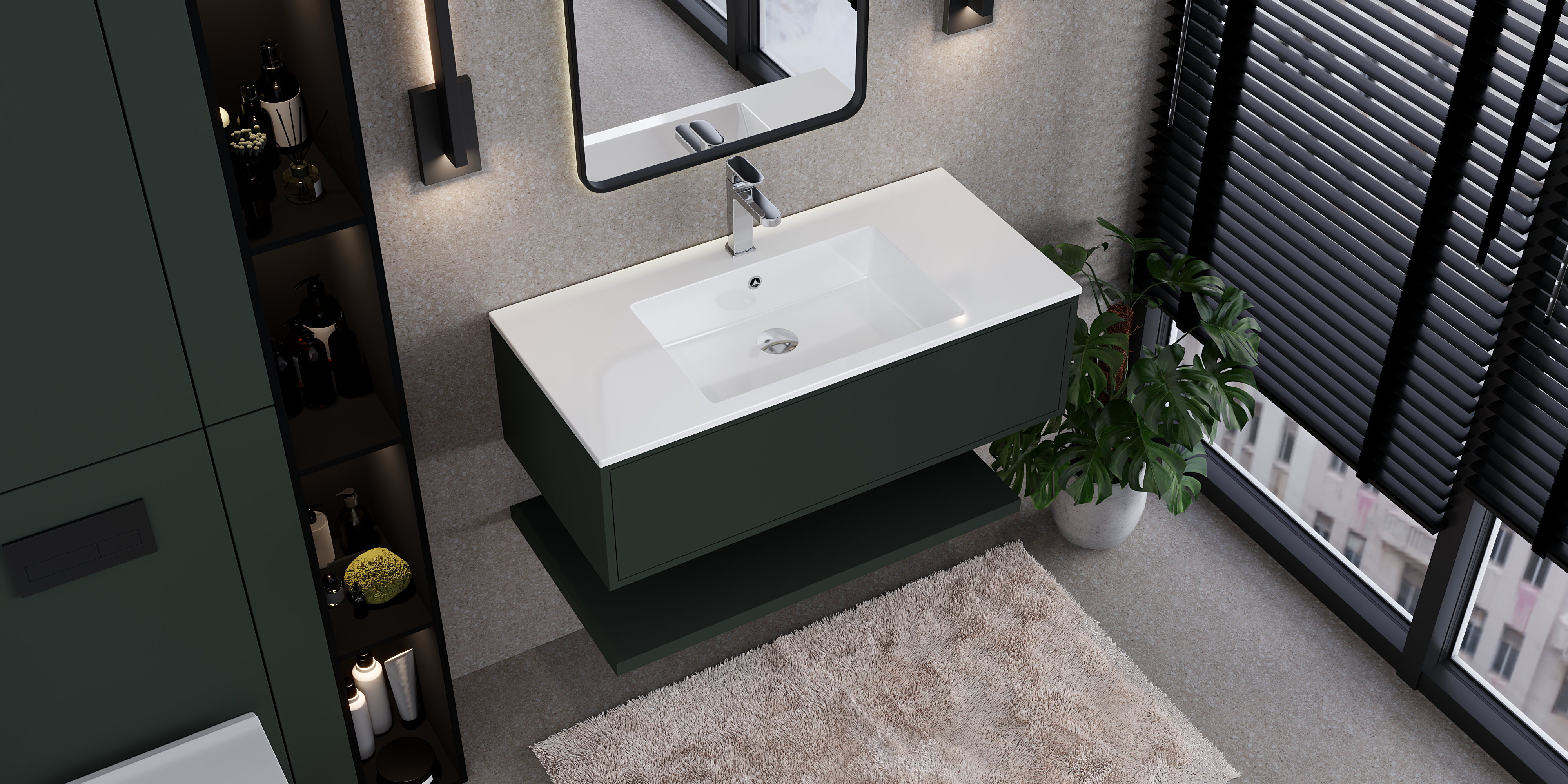 Раковина Paola Nero 1000 глянцевая врезная с отверстием под смеситель