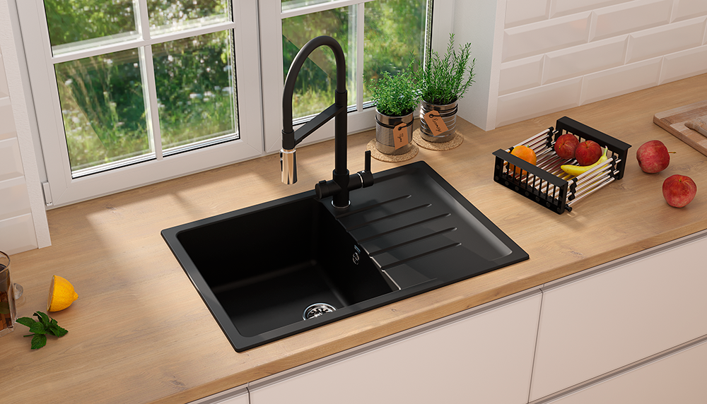 Кухонная мойка ULGRAN U-400 односекционная реверсивная-344 Ультра-чёрный