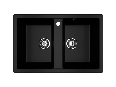 Кухонная мойка ULGRAN U-608 двухсекционная с отверстием  под смеситель-344 Ультра-чёрный
