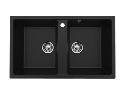 Кухонная мойка ULGRAN U-708 двухсекционная с отверстием под смеситель-344 Ультра-чёрный