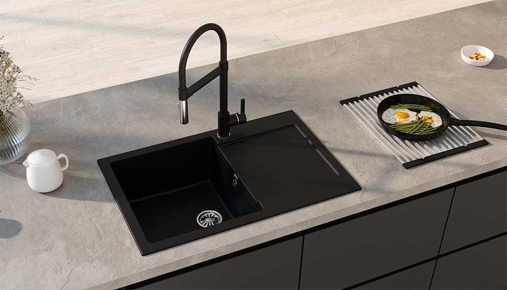Кухонная мойка ULGRAN U-507 односекционная реверсивная-344 Ультра-чёрный