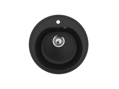 Кухонная мойка ULGRAN U-101 круглая с отверстием под смеситель-344 Ультра-чёрный