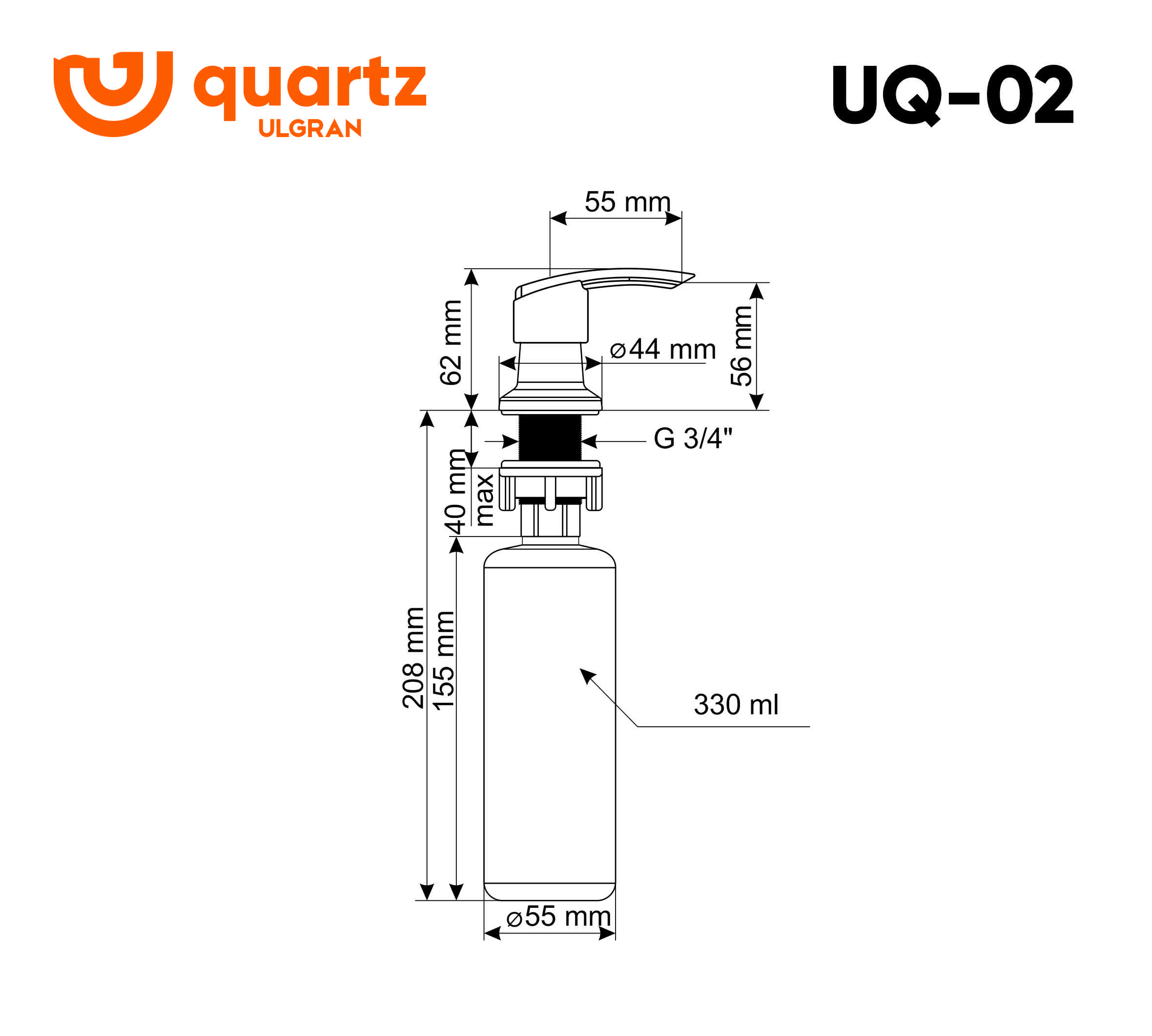 Дозатор для жидких моющий средств ULGRAN Quartz UQ-02