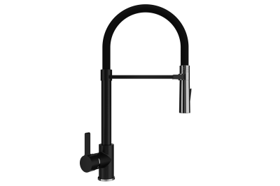 Смеситель ULGRAN U-024 однорычажный с высоким гибким изливом-344 Ультра-чёрный