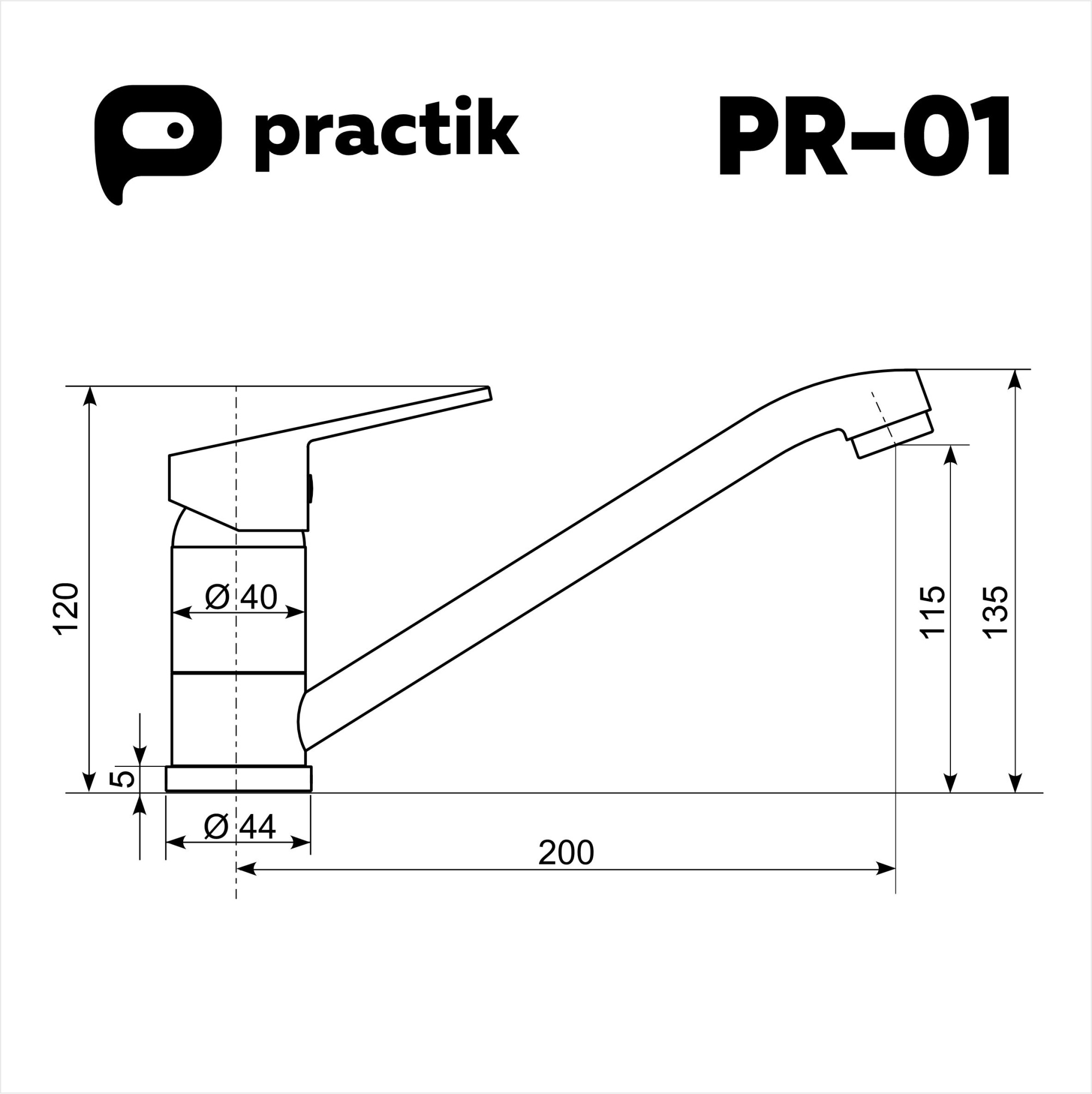Смеситель Practik PR-01 с низким поворотным изливом